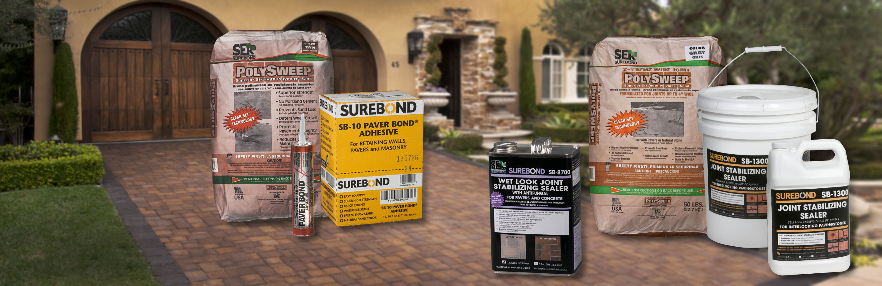 Photograph of SureBond paver joint sand and sealers