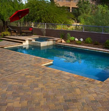 Native pavers in pool surround