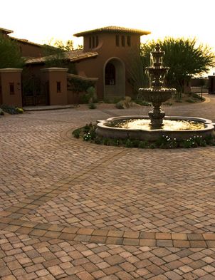 Tumbled pavers courtyard